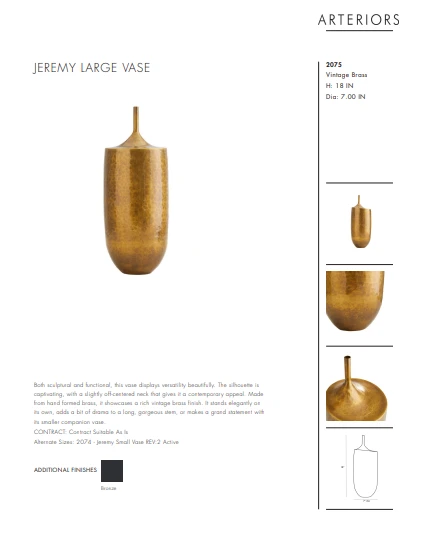 Arteriors Home Jeremy Large Vase Vintage Brass 9 Arteriors Home Jeremy Large Vase Vintage Brass