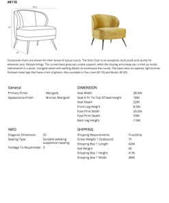 Arteriors Home Kitts Chair Marigold Velvet
