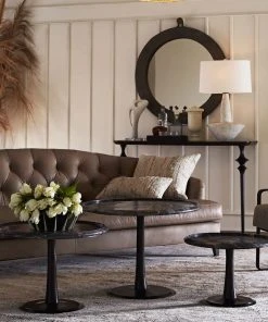 Arteriors Home Klein Sofa Mushroom Leather Grey Ash