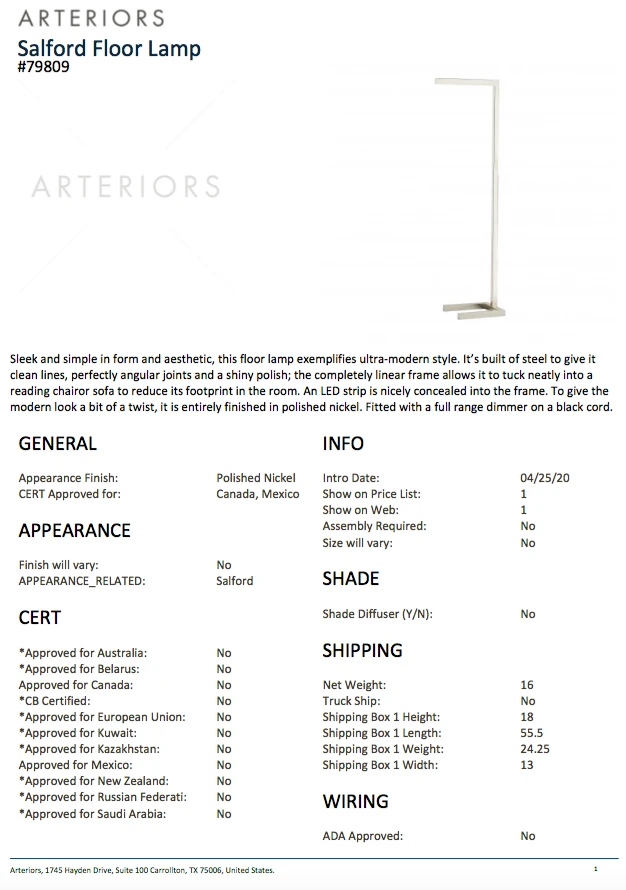 Arteriors Home New Arrivals Salford Floor Lamp Polished Nickel 8 Arteriors Home New Arrivals Salford Floor Lamp Polished Nickel