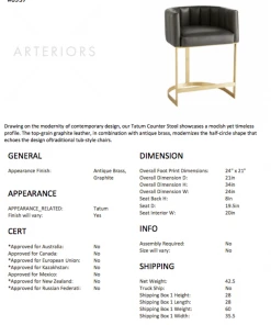 Arteriors Home New Arrivals Tatum Counter Stool Graphite 21 Arteriors Home New Arrivals Tatum Counter Stool Graphite