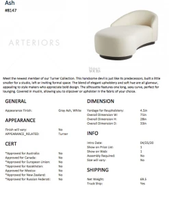 Arteriors Home Turner Chaise Muslin Grey Ash