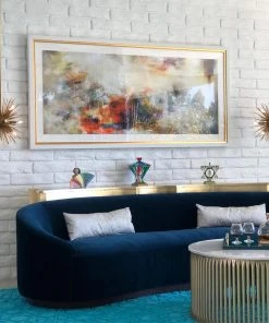 Arteriors Home Turner Sofa Indigo Velvet Dark Walnut