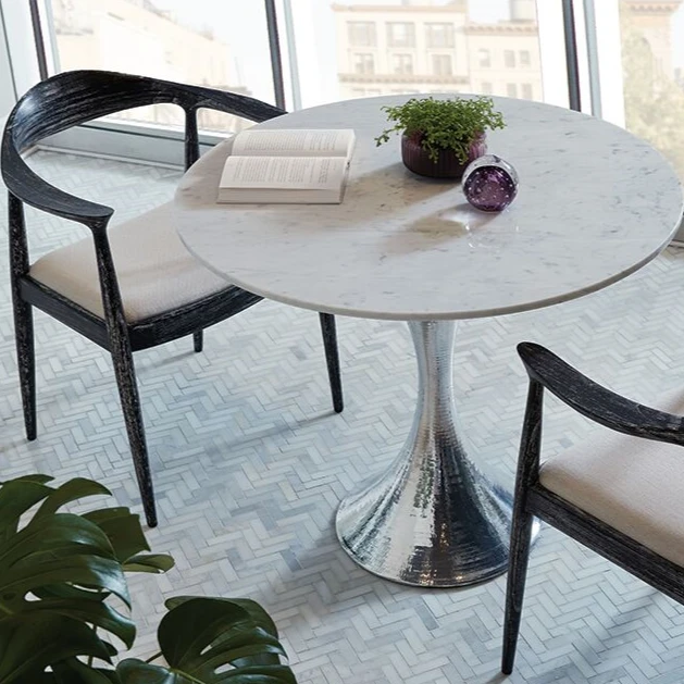 Bungalow 5 New Arrivals Stockholm Center Round Table Nickel With White Marble Top 6 Bungalow 5 New Arrivals Stockholm Center Round Table Nickel With White Marble Top