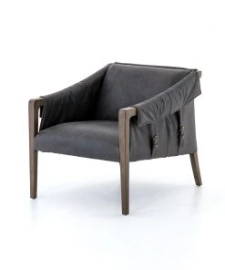 Four Hands New Arrivals Bauer Leather Chair Chaps Ebony