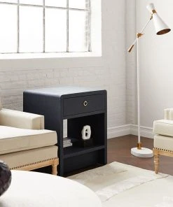 Bungalow 5 New Arrivals Benjamin 1 Drawer Side Table Navy Blue
