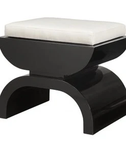Worlds Away New Arrivals Biggs Stool Black Lacquer