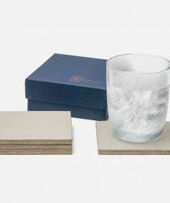 Blue Pheasant Evan Coaster Set Light Gray