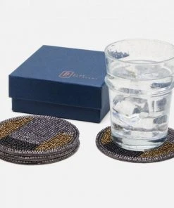 Blue Pheasant Fletcher Coaster Set Black Beads 11 Blue Pheasant Fletcher Coaster Set Black Beads
