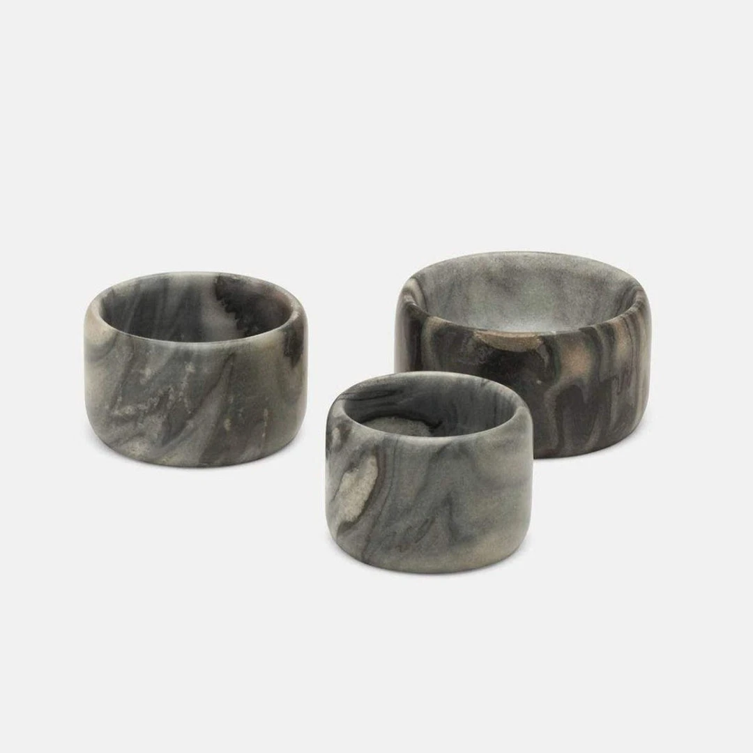 Blue Pheasant New Arrivals Mavis Gray Marble Small Serving Bowls Set Of 3 3 Blue Pheasant New Arrivals Mavis Gray Marble Small Serving Bowls Set Of 3