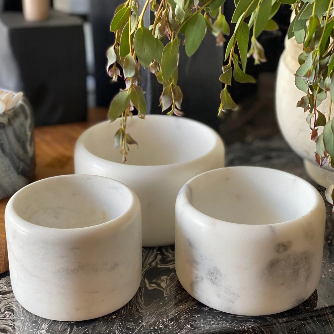 Blue Pheasant New Arrivals Mavis White Marble Small Serving Bowls Set Of 3 4 Blue Pheasant New Arrivals Mavis White Marble Small Serving Bowls Set Of 3