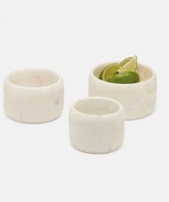 Blue Pheasant New Arrivals Mavis White Marble Small Serving Bowls Set Of 3