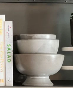 Blue Pheasant New Arrivals Wilson Large Cement Glaze Footed Serving Bowl Set Of 2