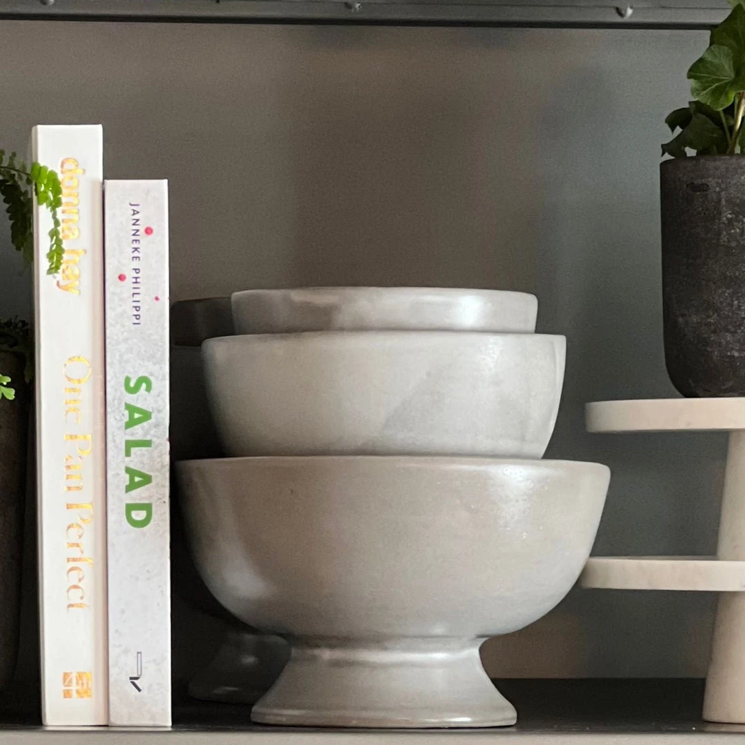 Blue Pheasant New Arrivals Wilson Large Cement Glaze Footed Serving Bowl Set Of 2 4 Blue Pheasant New Arrivals Wilson Large Cement Glaze Footed Serving Bowl Set Of 2