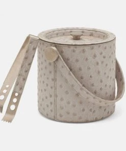 Blue Pheasant New Arrivals Witney Ice Bucket And Tongs Light Gray Ostrich