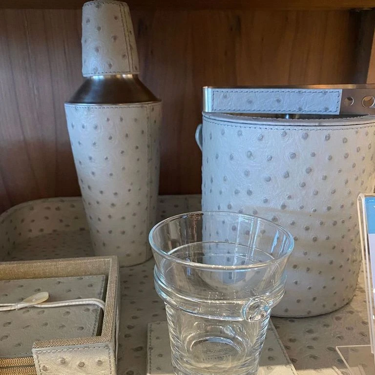 Blue Pheasant New Arrivals Witney Ice Bucket And Tongs Light Gray Ostrich 5 Blue Pheasant New Arrivals Witney Ice Bucket And Tongs Light Gray Ostrich