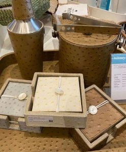 Blue Pheasant Witney Ice Bucket And Tongs Oat Brown Ostrich New Arrivals 7 Blue Pheasant Witney Ice Bucket And Tongs Oat Brown Ostrich New Arrivals