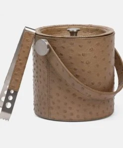 Blue Pheasant Witney Ice Bucket And Tongs Oat Brown Ostrich New Arrivals