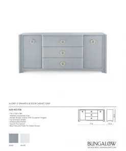 Bungalow 5 Audrey 3 Drawer 2 Door Cabinet Grey 17 Bungalow 5 Audrey 3 Drawer 2 Door Cabinet Grey