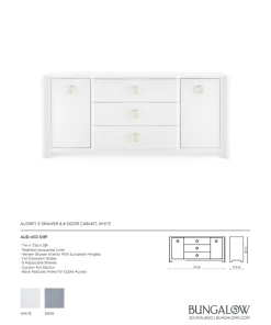 Bungalow 5 Audrey 3 Drawer 2 Door Cabinet White 23 Bungalow 5 Audrey 3 Drawer 2 Door Cabinet White