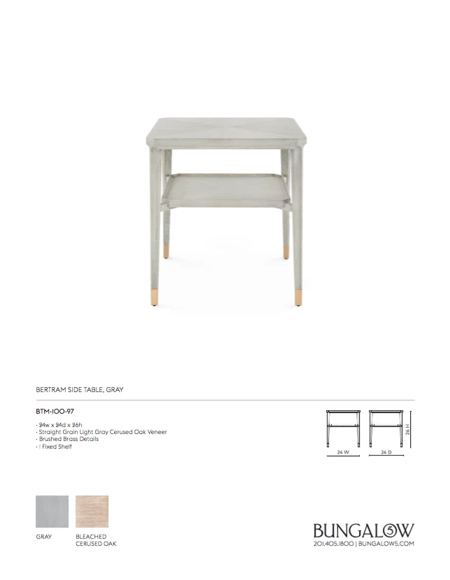 Bungalow 5 Bertram Side Table Grey Cerused Oak 6 Bungalow 5 Bertram Side Table Grey Cerused Oak