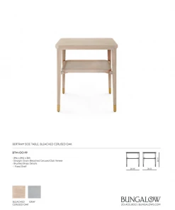 Bungalow 5 New Arrivals Bertram Side Table Bleached Cerused Oak