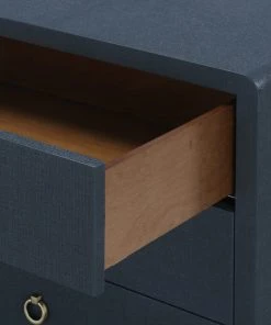 Bungalow 5 New Arrivals Bryant Linen 3 Drawer Side Table Navy Blue