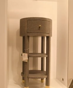 Bungalow 5 New Arrivals Claudette One Drawer Round Side Table Gray 23 Bungalow 5 New Arrivals Claudette One Drawer Round Side Table Gray
