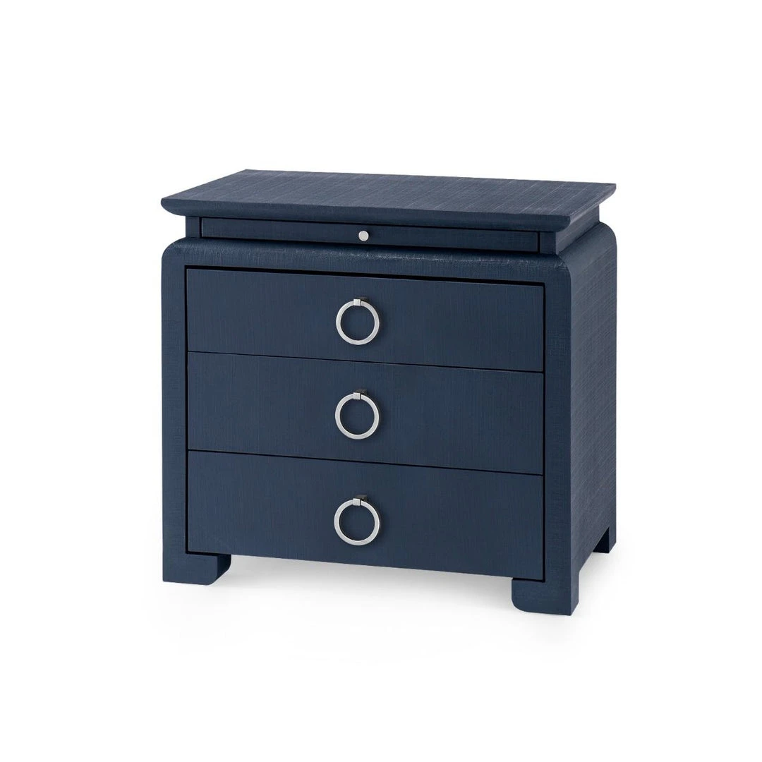 Bungalow 5 New Arrivals Elina 3 Drawer Side Table Navy Blue Bungalow 5 New Arrivals Elina 3 Drawer Side Table Navy Blue