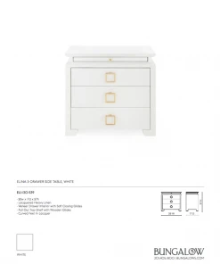 Bungalow 5 Elina 3 Drawer Side Table White 23 Bungalow 5 Elina 3 Drawer Side Table White