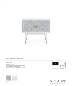 Bungalow 5 Elisa One Drawer Side Table Gray New Arrivals