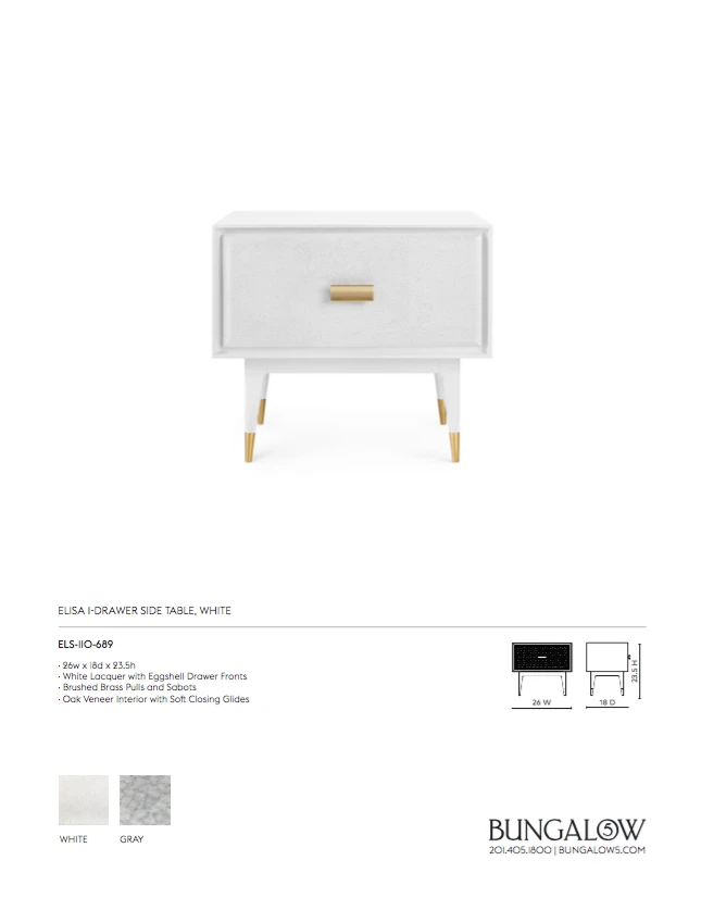 Bungalow 5 Elisa One Drawer Side Table White New Arrivals 12 Bungalow 5 Elisa One Drawer Side Table White New Arrivals