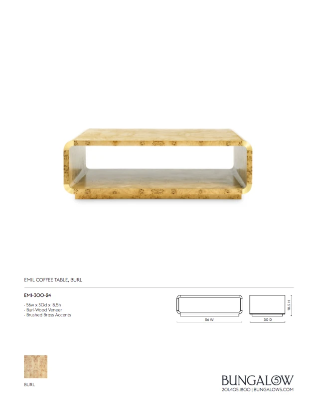 Bungalow 5 Emil Coffee Table Burl 11 Bungalow 5 Emil Coffee Table Burl