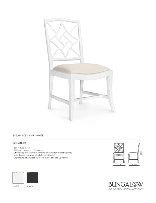 Bungalow 5 New Arrivals Evelyn Side Chair White 5 Bungalow 5 New Arrivals Evelyn Side Chair White
