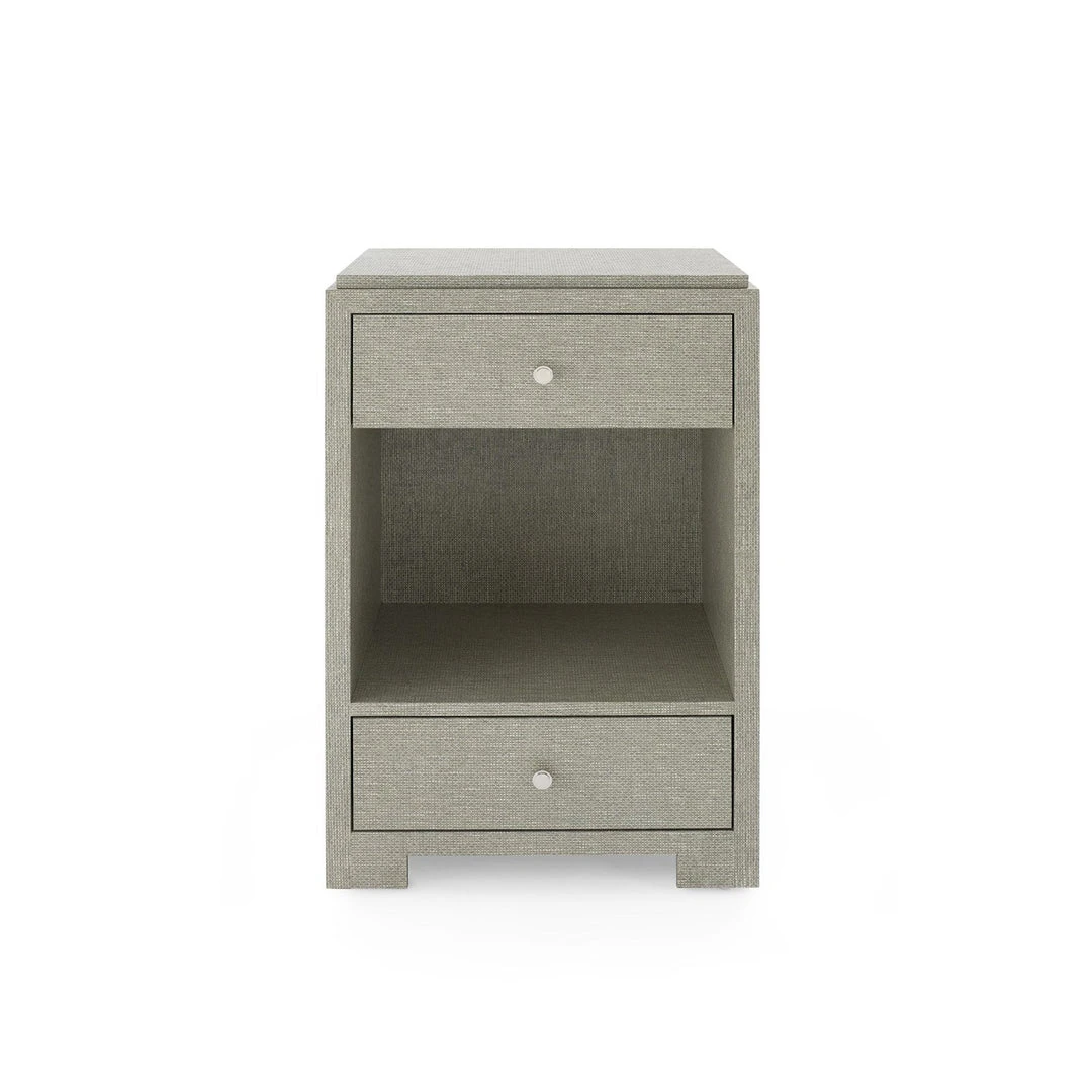 Bungalow 5 Fedor Two Drawer Side Table Moss Gray Grasscloth 5 Bungalow 5 Fedor Two Drawer Side Table Moss Gray Grasscloth