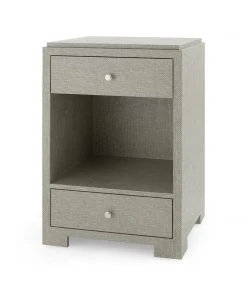 Bungalow 5 Fedor Two Drawer Side Table Moss Gray Grasscloth