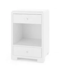 Bungalow 5 Fedor Two Drawer Side Table White Grasscloth New Arrivals