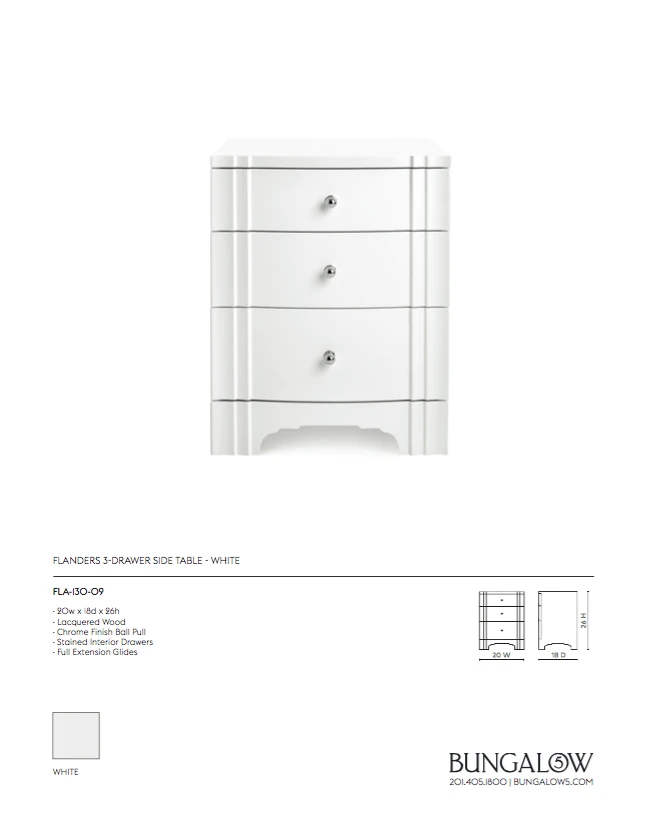 Bungalow 5 Flanders Three Drawer Side Table White 11 Bungalow 5 Flanders Three Drawer Side Table White