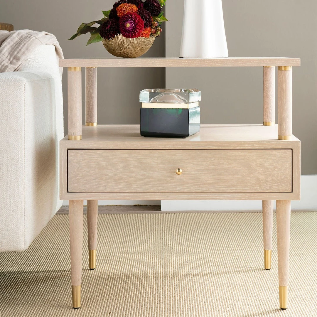 Bungalow 5 New Arrivals Gabriel 1 Drawer Side Table Bleached Oak 4 Bungalow 5 New Arrivals Gabriel 1 Drawer Side Table Bleached Oak