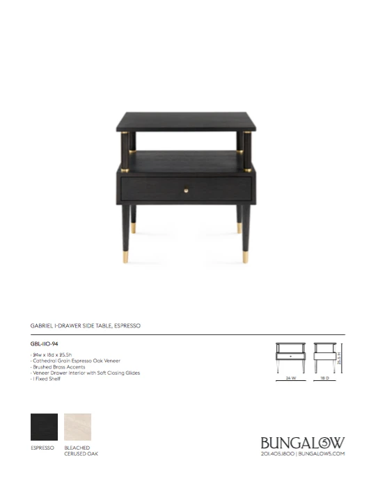 Bungalow 5 Gabriel 1 Drawer Side Table Espresso 12 Bungalow 5 Gabriel 1 Drawer Side Table Espresso