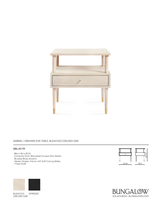 Bungalow 5 New Arrivals Gabriel 1 Drawer Side Table Bleached Oak 9 Bungalow 5 New Arrivals Gabriel 1 Drawer Side Table Bleached Oak