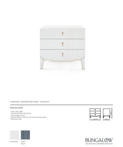 Bungalow 5 Madeline 3 Drawer Side Table Platinum 13 Bungalow 5 Madeline 3 Drawer Side Table Platinum