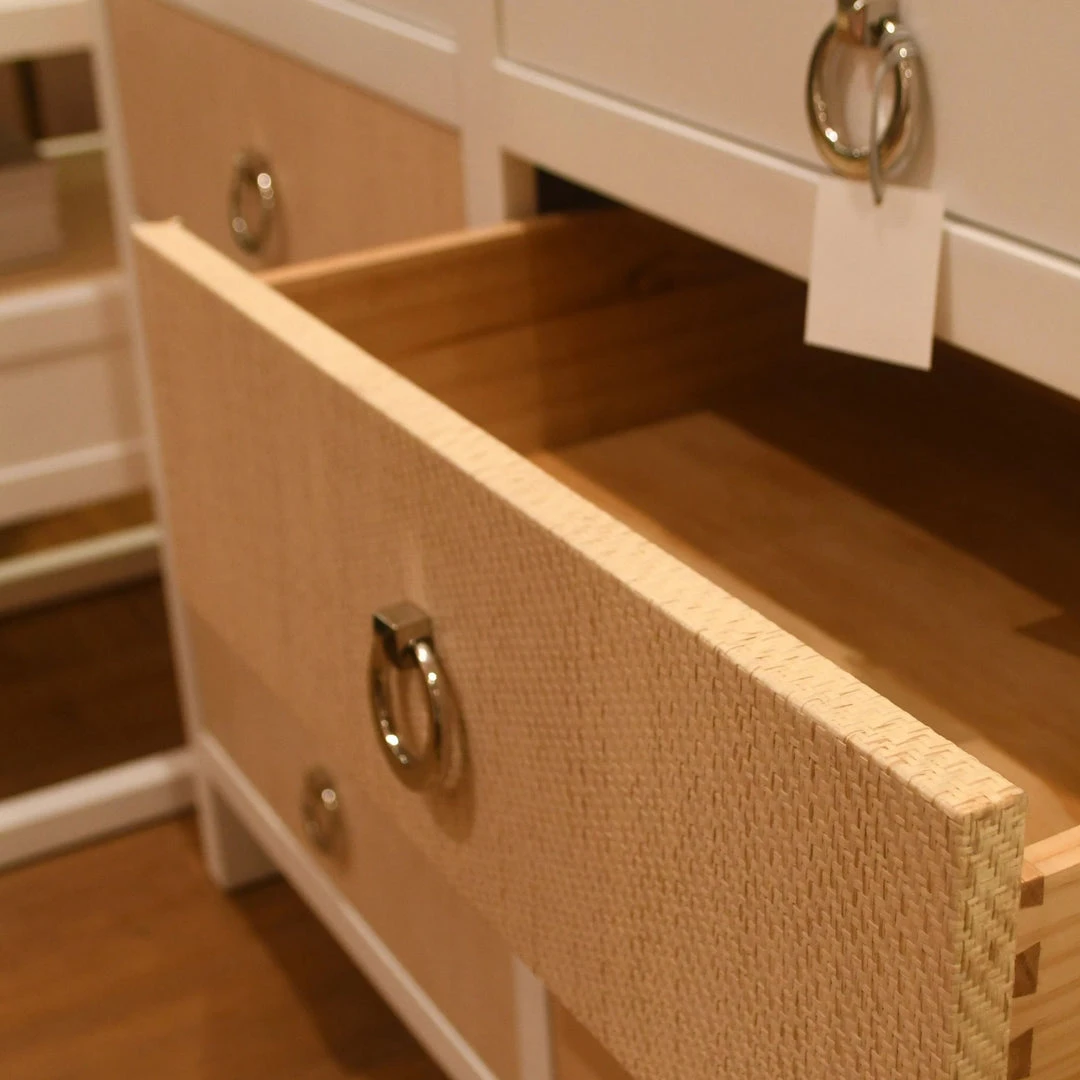 Bungalow 5 New Arrivals Mallet 8 Drawer Dresser Grasscloth And White Lacquer 12 Bungalow 5 New Arrivals Mallet 8 Drawer Dresser Grasscloth And White Lacquer