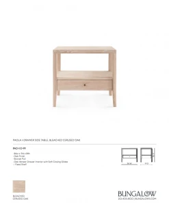 Bungalow 5 New Arrivals Paola One Drawer Side Table Bleached Cerused Oak 17 Bungalow 5 New Arrivals Paola One Drawer Side Table Bleached Cerused Oak