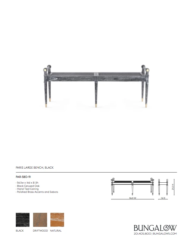 Bungalow 5 New Arrivals Paris Bench Large Black 8 Bungalow 5 New Arrivals Paris Bench Large Black