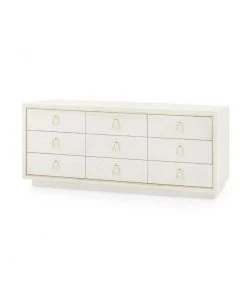 Bungalow 5 Parker Extra Large 9 Drawer Chest Silver Lacquered Grasscloth