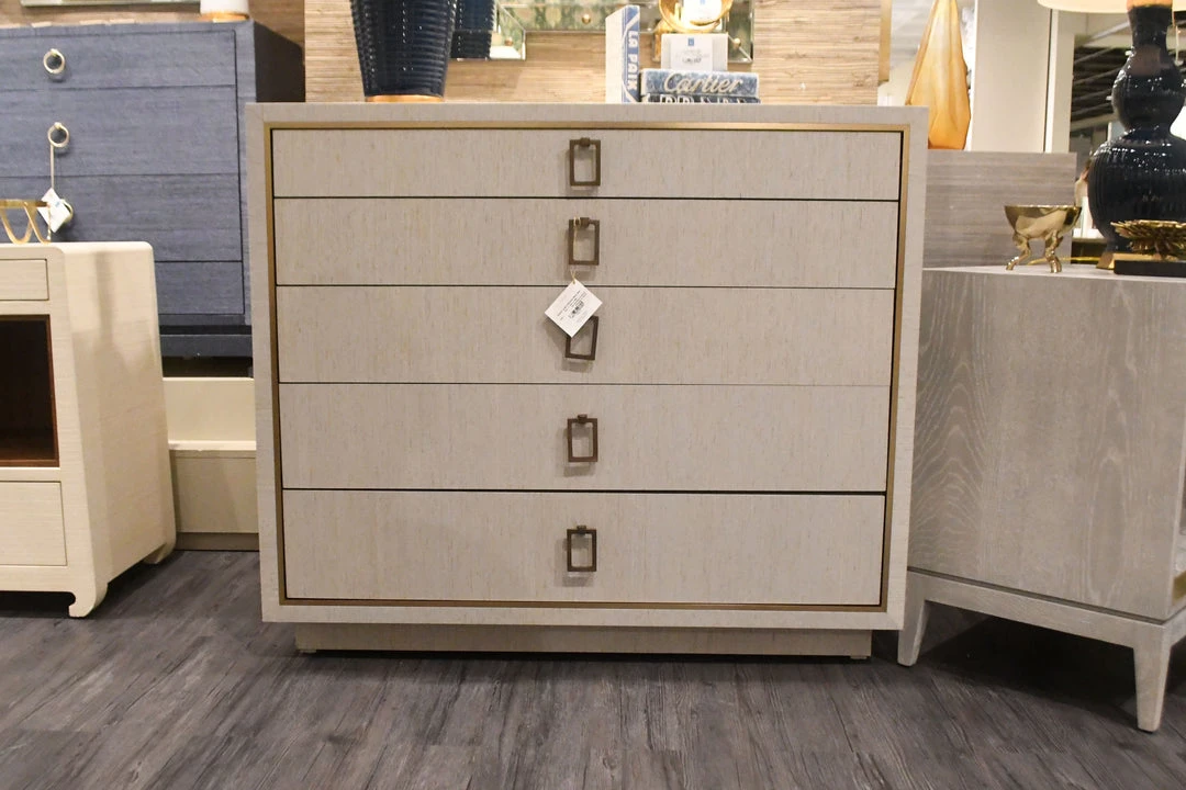 Bungalow 5 New Arrivals Parker Large 5 Drawer Chest Silver Lacquered Grasscloth 4 Bungalow 5 New Arrivals Parker Large 5 Drawer Chest Silver Lacquered Grasscloth