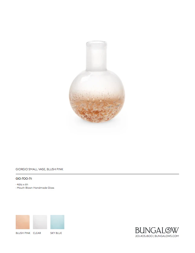 Bungalow 5 New Arrivals Giorgio Vase Blush Pink Bungalow 5 New Arrivals Giorgio Vase Blush Pink