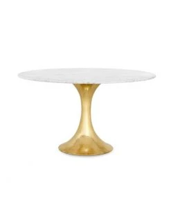 Bungalow 5 New Arrivals Stockholm Round Dining Table Brass And White Marble