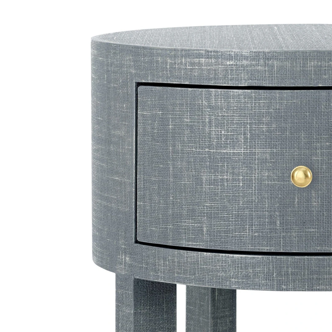 Bungalow 5 New Arrivals Claudette One Drawer Round Side Table Gray 8 Bungalow 5 New Arrivals Claudette One Drawer Round Side Table Gray